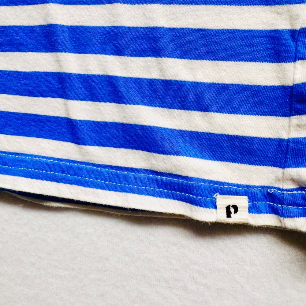 Pact Soft Spin Tank Top Women L Blue White Striped Organic Cotton V-Neck - Picture 5 of 7